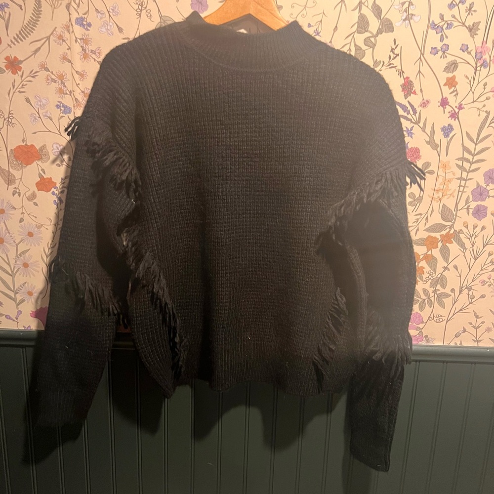Black fringe sweater